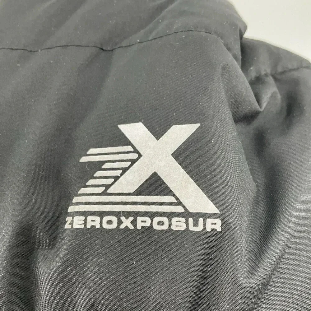 ZeroXposur‎ Boy's Heavyweight Puffer Coat Black Camo Hooded Jacket Youth Medium